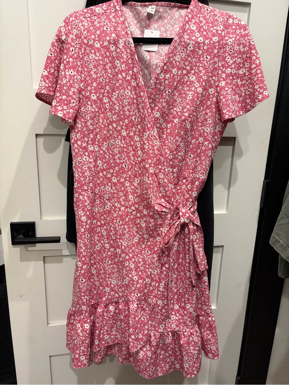 Pink Floral Wrap Mini Dress